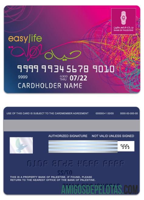 Palestine State Bank Of Palestine Easy Life Card real example
